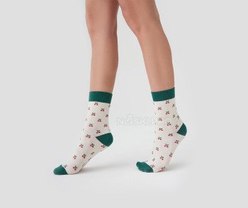 Женские носки AKAR Классические Мульти светло-бежевый, зеленый BBL-01_LBG