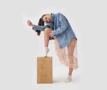 Женские носки AKAR спорт. Лапша светло-бежевый DBL-04R_LB